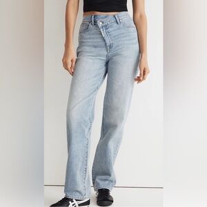 Madewell X Molly Dickson Crossover Waist Light Wash Straight Jeans Size 28